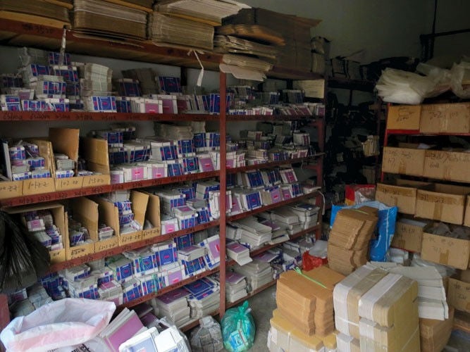 Counterfeiting: Shelves filled with fake NSK bearing boxes