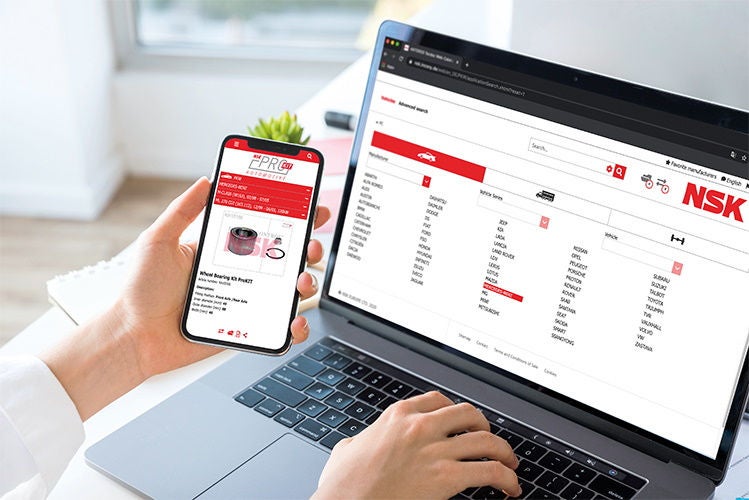 NSK’s online catalogue for automotive aftermarket parts contains the comprehensive ProKIT series of wheel bearing kits 