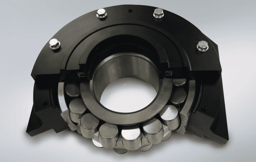 A cut-away of NSK’s pre-assembled, integrated bearing assembly