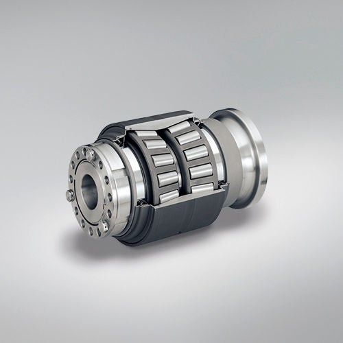 An NSK tapered roller bearing unit for railway applications featuring a pressed steel cage