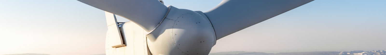 Up-close image of wind turbine.