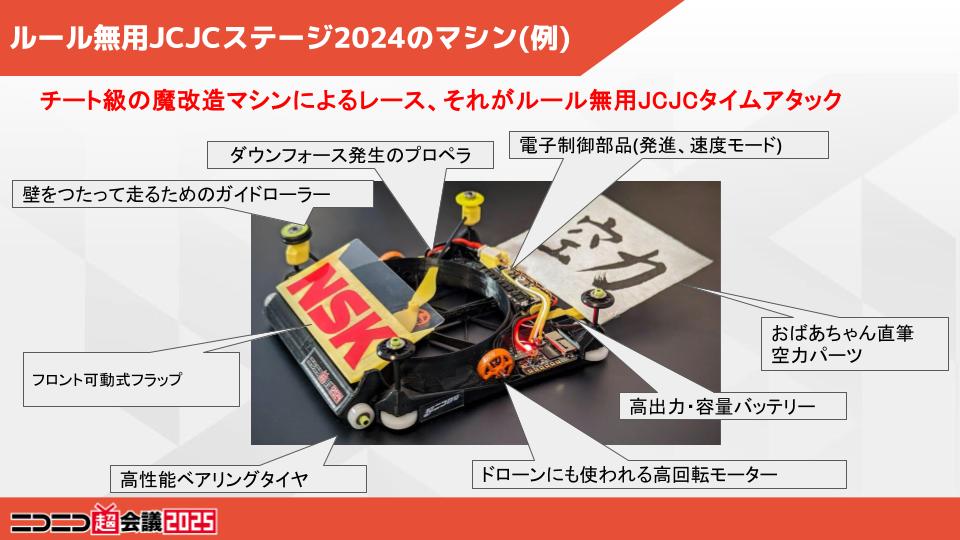 ルール無用JCJCステージ2024のマシン（例）