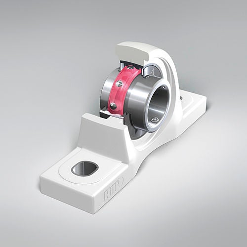 Cutaway of an NSK Life-Lube® housed bearing unit showing the Molded-Oil insert. 