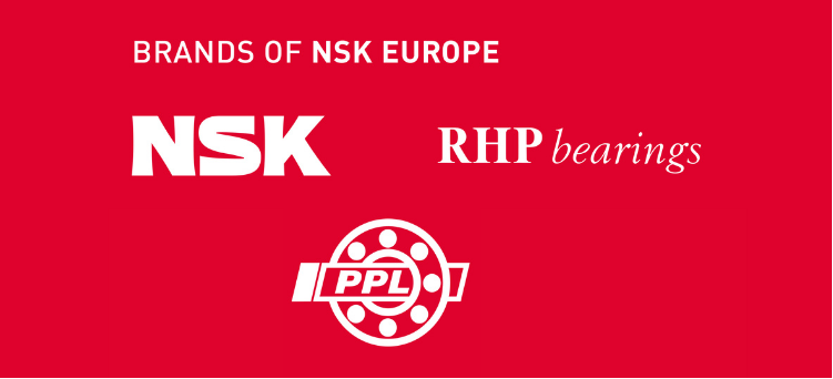 Image of NSK Europe brand logos: NSK, RHP Bearings and PPL