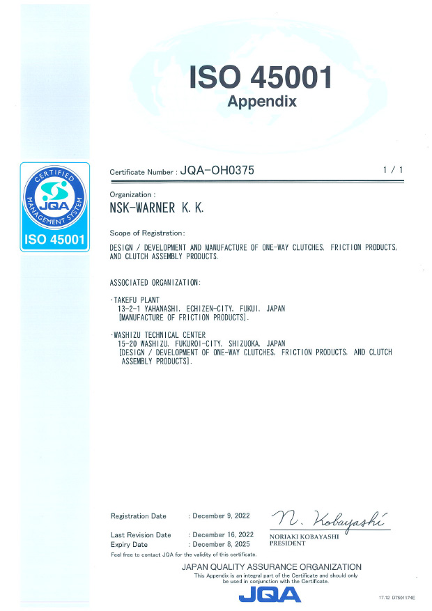 ISO45001 Management Systems Appendix